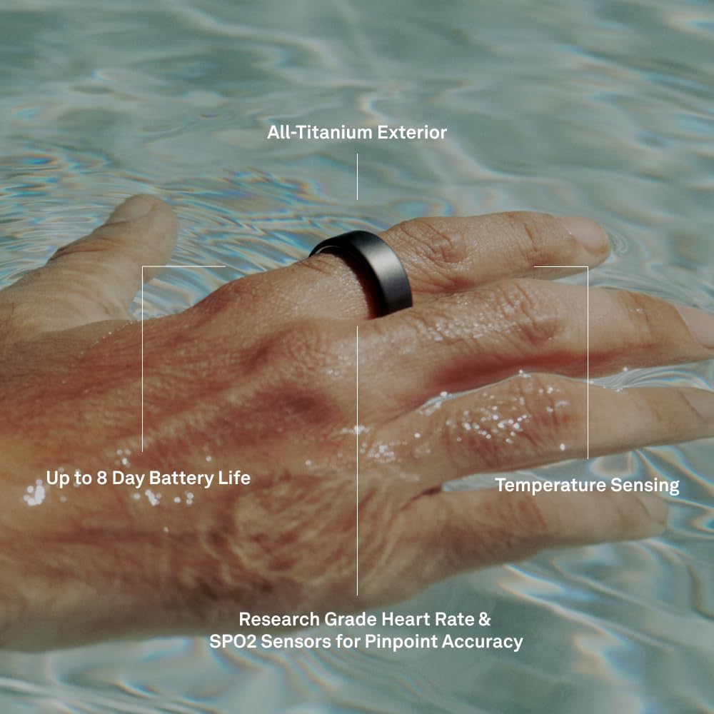 Oura Ring 4 - Silver - Size 8 - Smart Ring - Unique Sizing, Not Standard US Ring Sizes - Size First - Sleep Tracking Wearable - Heart Rate - Fitness Tracker - Up to 8 Days of Battery Life