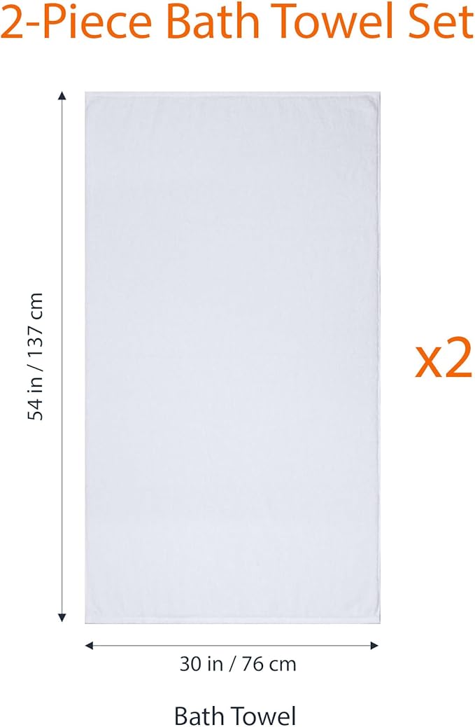 Amazon Basics 2-Piece Quick-Dry Oversize Bath Towel, 100% Cotton