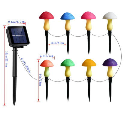 Viewpick Solar Garden Decor Lights 8 Crack Mushrooms Outdoor Decor Stake Lights, Waterproof Solar Pathway Light Gardening Gifts for Garden Gnomes Backyard Flower Bed Christmas Decorations
