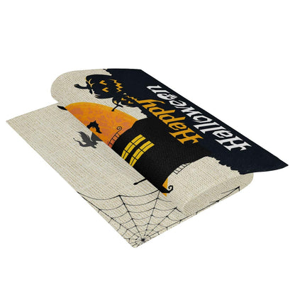 Wamika Autumn Scary Halloween Burlap Welcome Garden Flag Double Sided 28x 40 Inch,Fall Castle Moon Large Seasonal House Yard Flags for Outside Farmhouse Outdoor Holiday Home Decor Decoration
