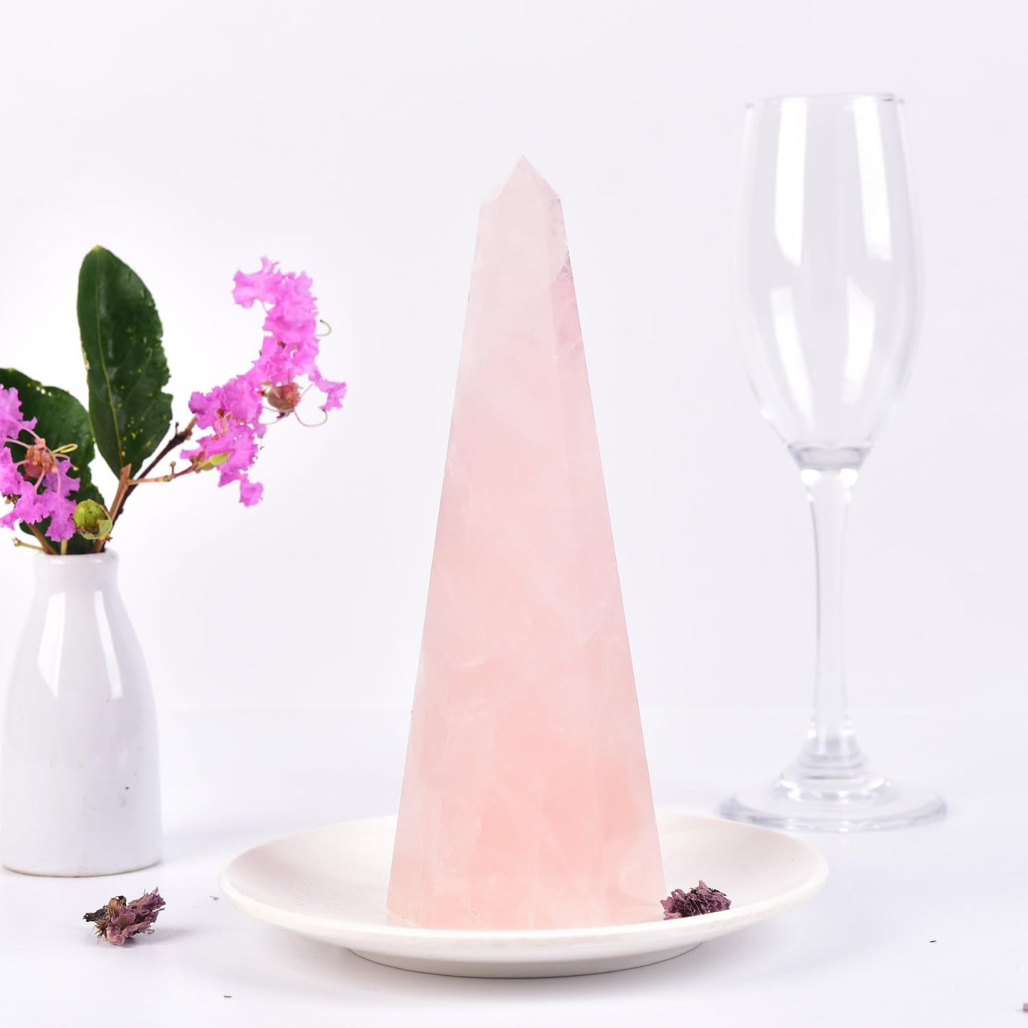 SMOHEAL Rose Quartz Large Crystal Tower Natural Pink Healing Crystal Point Wand Obelisk for Reiki Meditation Crystal Grid Decoration 1-1.5 LBS