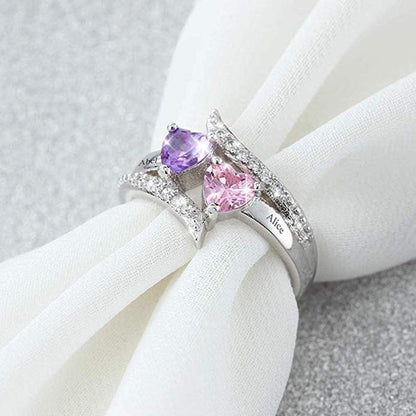 Lam Hub Fong Personalized Mothers Day Gifts Birthstone Rings for Women Mother Daughter Promise Rings for Her Custom Engagement Name Rings for Her Girlfriend Wife (2 Birthstones-1, 10)