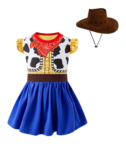MOMMY'S NEW MAN Toddler Girls Cowgirls Costume with Cow Girl Hat Halloween Party Dress Up 2-6Years (2T)
