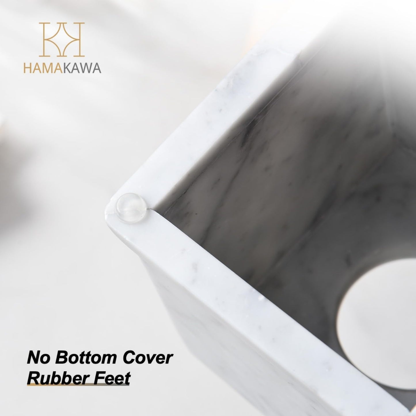 HAMAKAWA Natural Marble Tissue Box Cover, Carrara White Tissue Organizer 6 x 6 x 5.7 inch, Heavy Stone Decorative Box, Square Tissue Box Holder for Home Decor, Kitchen, Bathroom, Bedroom