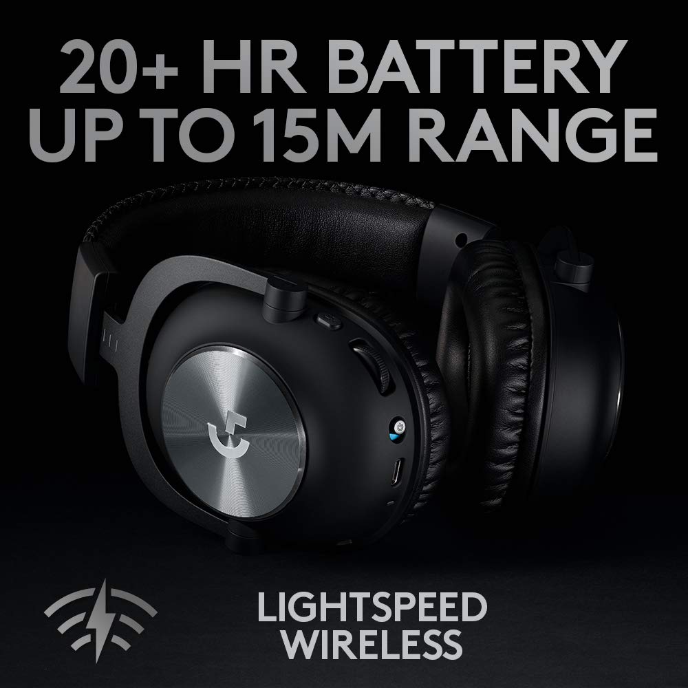 Logitech G PRO X Wireless Lightspeed Gaming Headset Gen 1: Blue VO!CE Mic Filter Tech, 50 mm PRO-G Drivers, and DTS Headphone:X 2.0 Surround Sound - Black