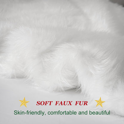 AerWo 72 Inch Christmas Tree Skirt, White Faux Fur Tree Skirt Thick Soft Plush Rug for Christmas Tree Decorations, Large Xmas Tree Mat for Christmas Indoor Holiday Party Ornaments Home Decorations