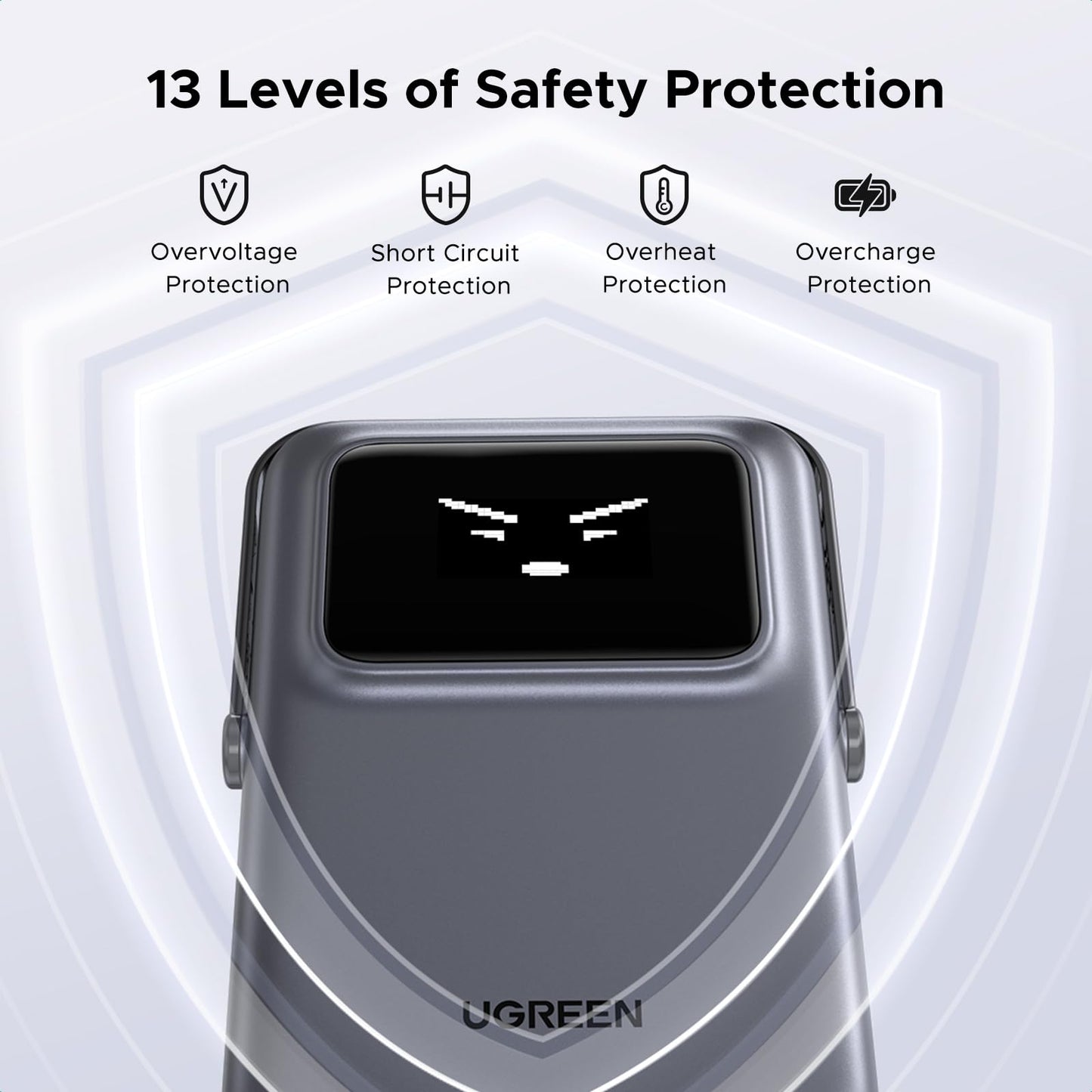 UGREEN Uno 10000mAh Magnetic Portable Charger, Qi 7.5W Wireless Power Bank, PD 20W USB C Battery Pack with Foldable Stand and TFT Display MagSafe Compatible iPhone 17/16 /15/14/13/12 Series, Black