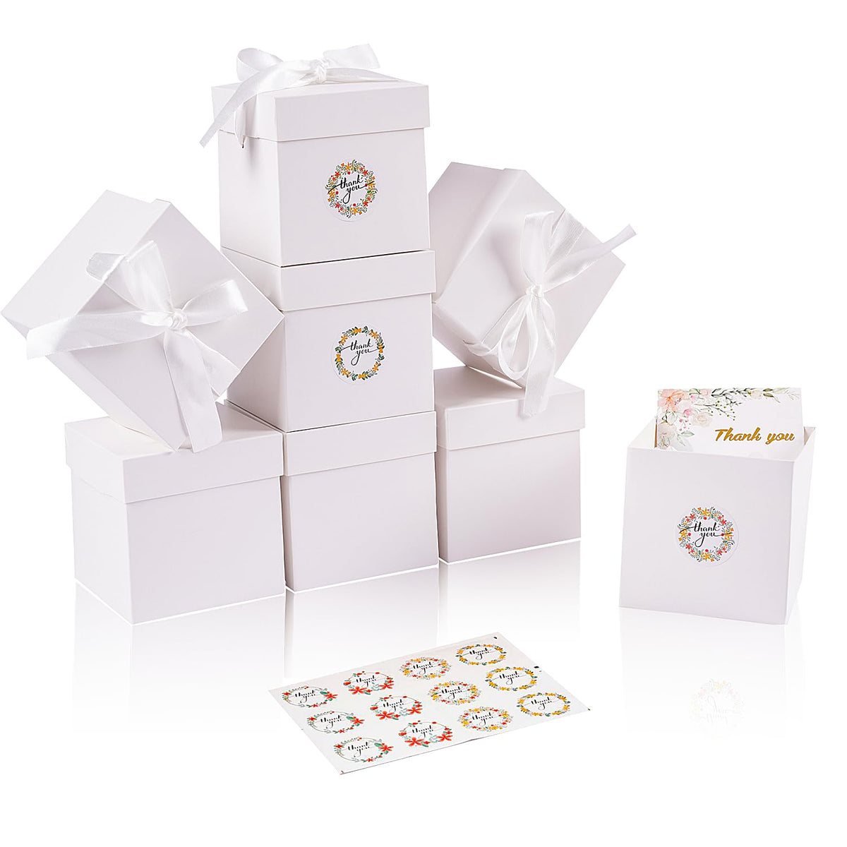 Elephant-package 12Pack White 6Inch Gift Boxes with Lids, Squared Boxes with Lids Perfect for Weddings, Birthday Party Favor, Engagements, Graduations, Holidays, Christmas Xmas, New Year.