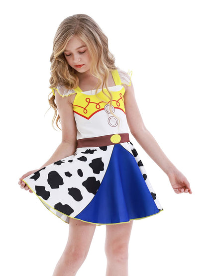 AmzBarley Little Girls Princess Dress up Cowgirl Costume Outfit Birthday Party Halloween Cosplay Role Play Kids Holiday Dress Christmas Fancy Clothes Size 4T(3-4Years)