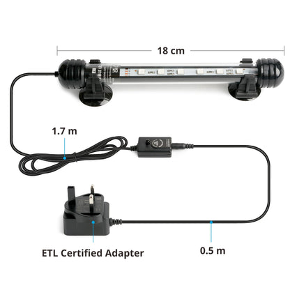 NICREW Submersible Aquarium Light, Underwater RGB Multicolor LED Lights for Fish Tank, 7 Inches, 18cm