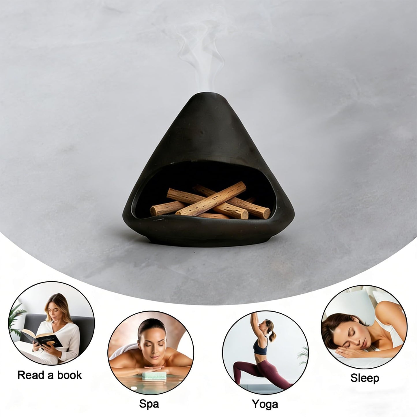 Ceramic Palo Santo Holder Incense Burner with Handcraft Small Ceramic Sage Burner Holder， for sage、Cone Burning, Aromatic Home Decor, Ceramic ash Tray, Anxiety Relief Meditation for Women