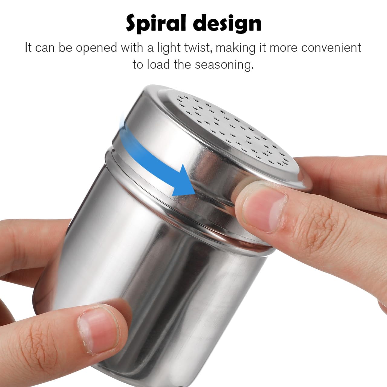 Stainless Steel Salt and Pepper Shakers: 2Pcs Set Metal Spice Seasoning Dredge Dispenser with Handle, Powder Sugar Flour Container for Kitchen Cooking