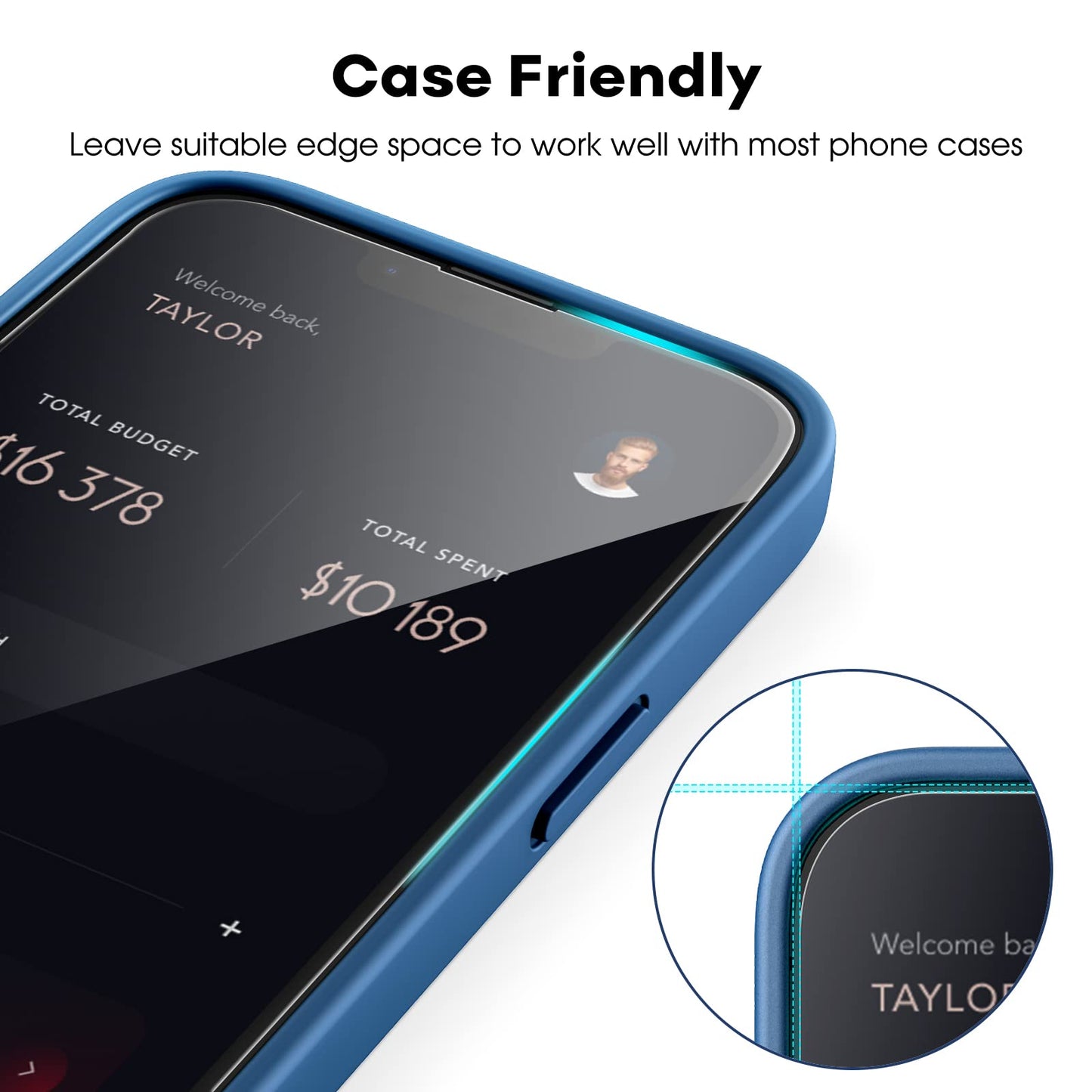 JETech Full Coverage Screen Protector for iPhone 16e 2025, iPhone 13/13 Pro 6.1-Inch, Tempered Glass Film with Easy Installation Tool, Case-Friendly, HD Clear, 3-Pack
