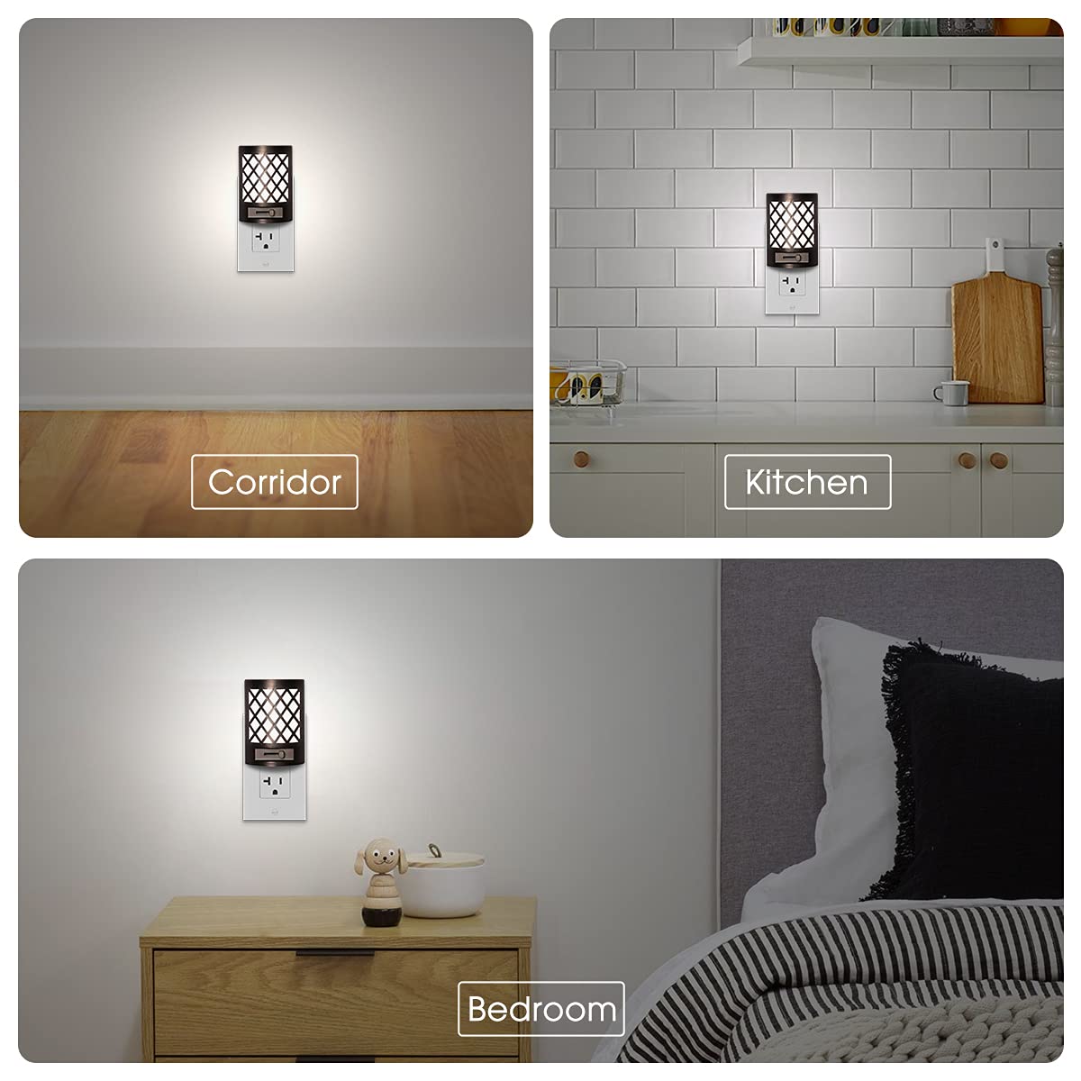Night Light, Nights Lights Plug Into Wall [2 Pack], Plug in Night-Light, Nightlight, Dusk to Dawn Sensor, Adjustable Brightness Nightlights for Bathroom, Hallway, Stairway, Soft White