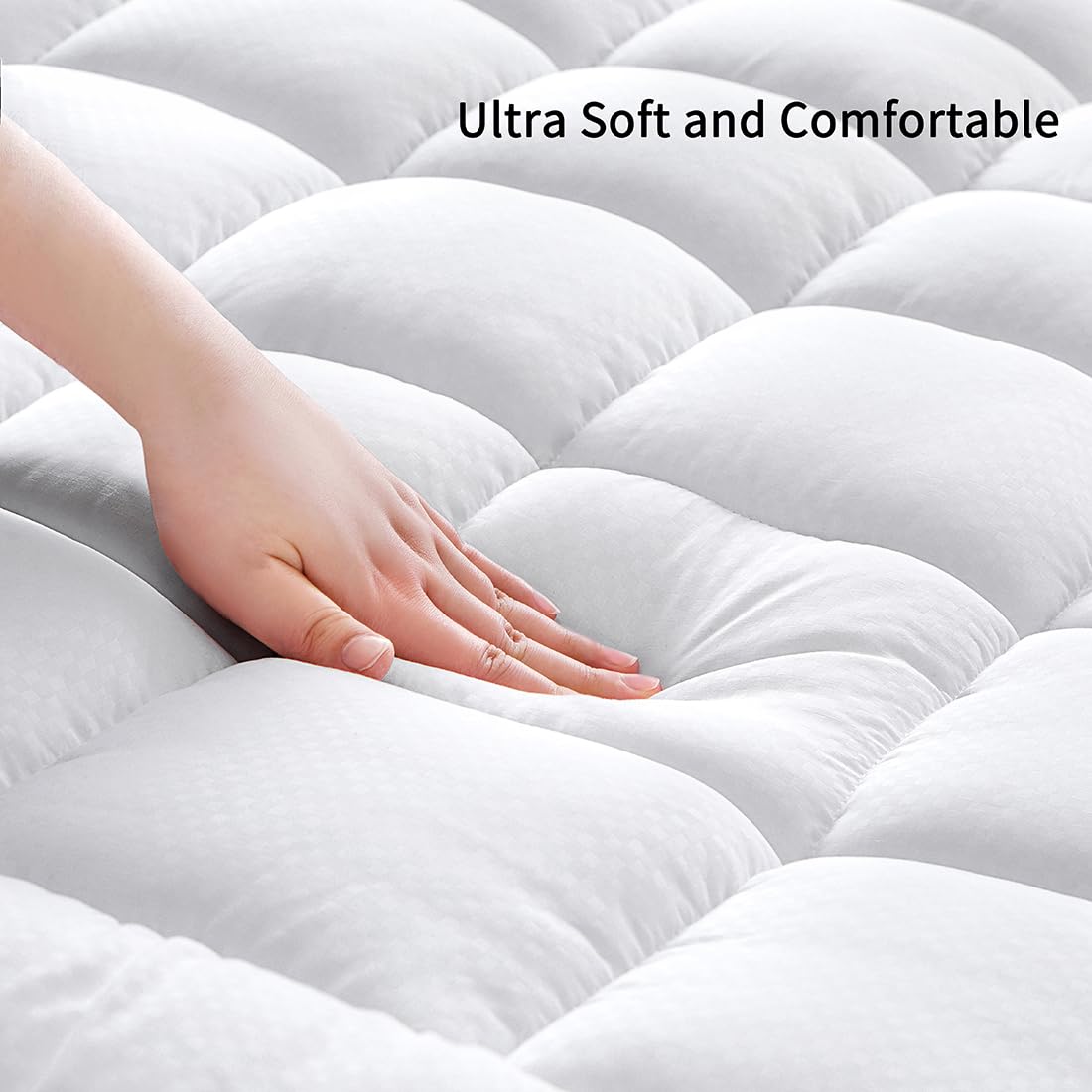 GERHOME California King Size Quilted Fitted Mattress Pad Cover with Deep Pocket Fitted 8" - 21", Ultra Soft and Comfortable, Breathable (White, California King)