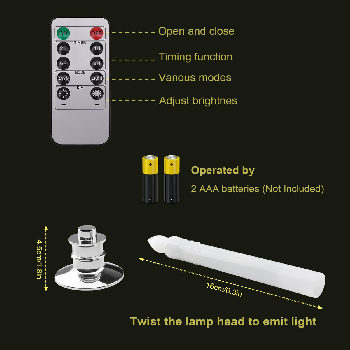 LED Flameless Window Candles With Remote Timer Sliver Base 10 PCS Battery Operated Flickering Taper Candle Lights With Removable Sliver Candle Holders Best Gift For Xmas Wedding Home Dinner Décor