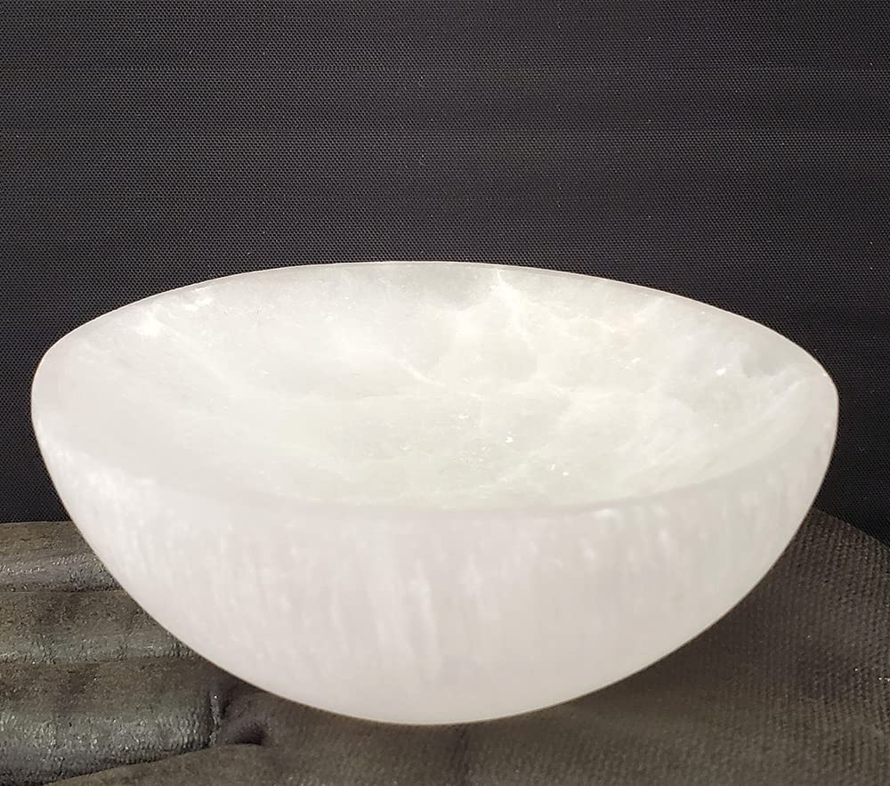 New Age Imports Selenite Bowl 3.5-4", "Great for Altar, Ritual, Incense, Smudging, Decoration, Offering Use