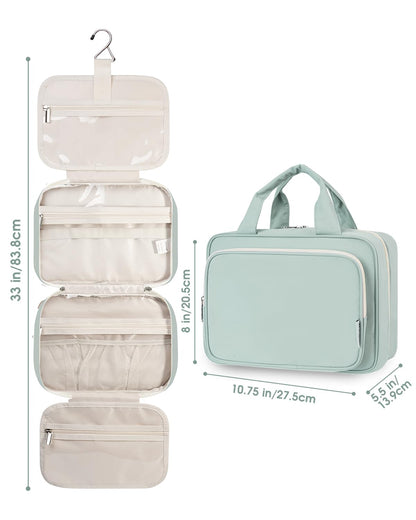 Narwey Hanging Travel Toiletry Bag for Women Wash Bag Cosmetics Makeup Bag Organizer for Travel Size Accessories (Mint Green (Medium))