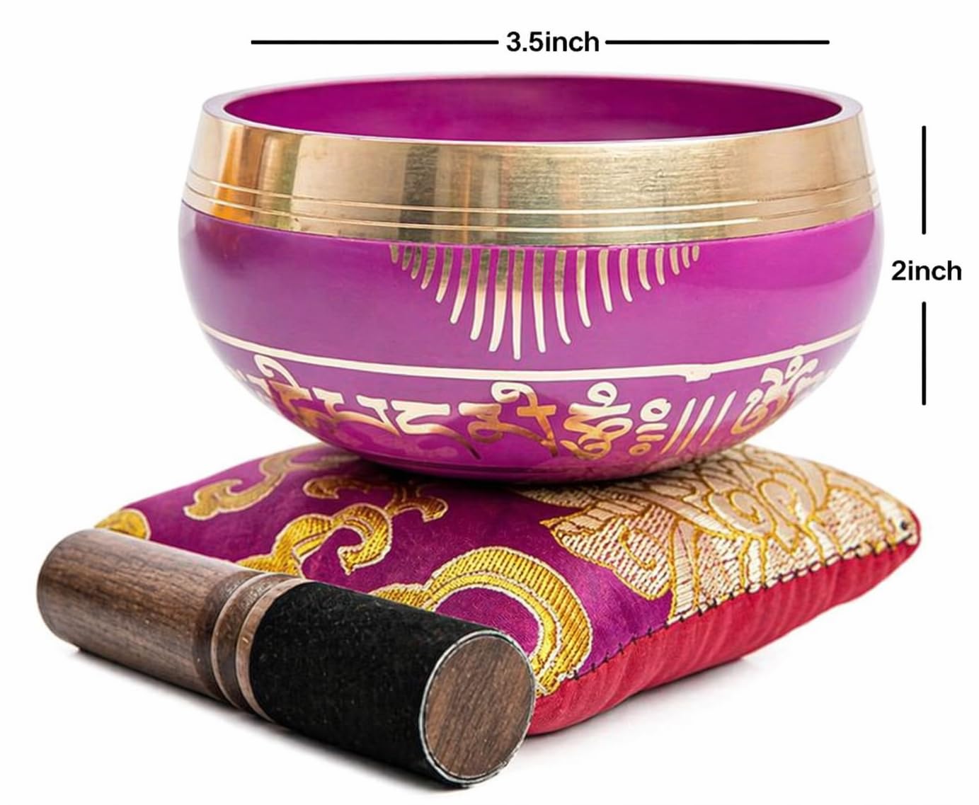 Tibetan Singing Bowl Set - Easy To Play for Beginners - Authentic Handcrafted Mindfulness Meditation Holistic Sound 7 Chakra Healing Gift by Himalayan Bazaar (Orchid)