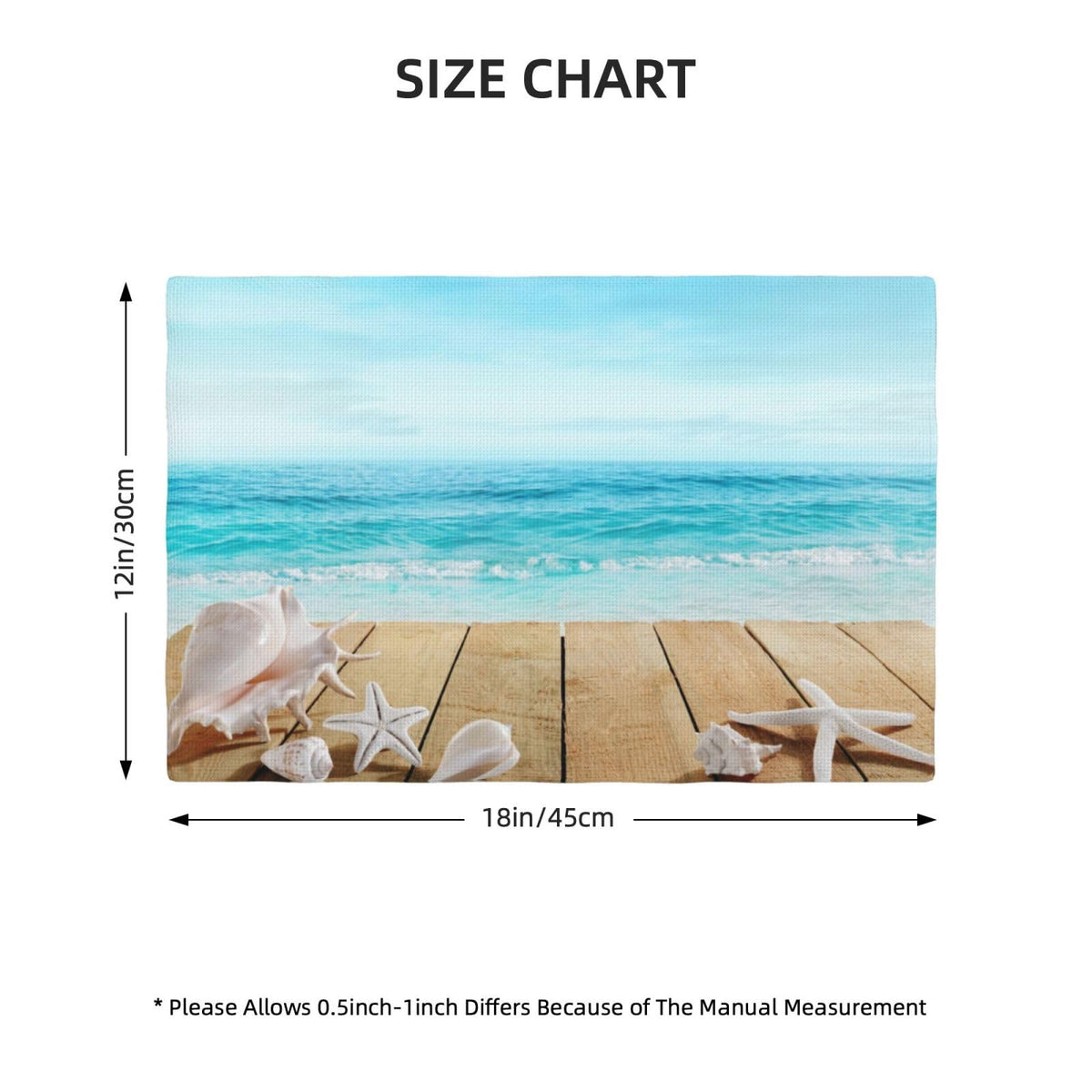 Seashells Placemats Set of 4 Wooden Boardwald Sunshine Vacations Beach Theme Reusable Linen Table Mats Wipeable Rectangle Place Mats for Home Kitchen Dining Decoration 12x18 Inch