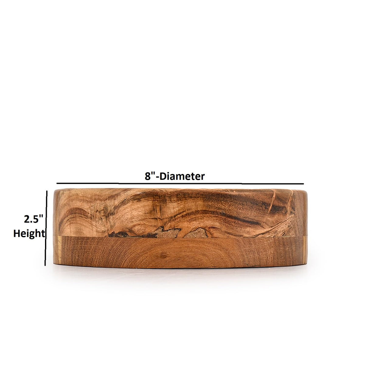 Kimona Decorative Bowl Acacia Wood Hand Carved Home Decor for Dining Table Center, Living Room, Kitchen Décor (8"x 8" x 2.5")