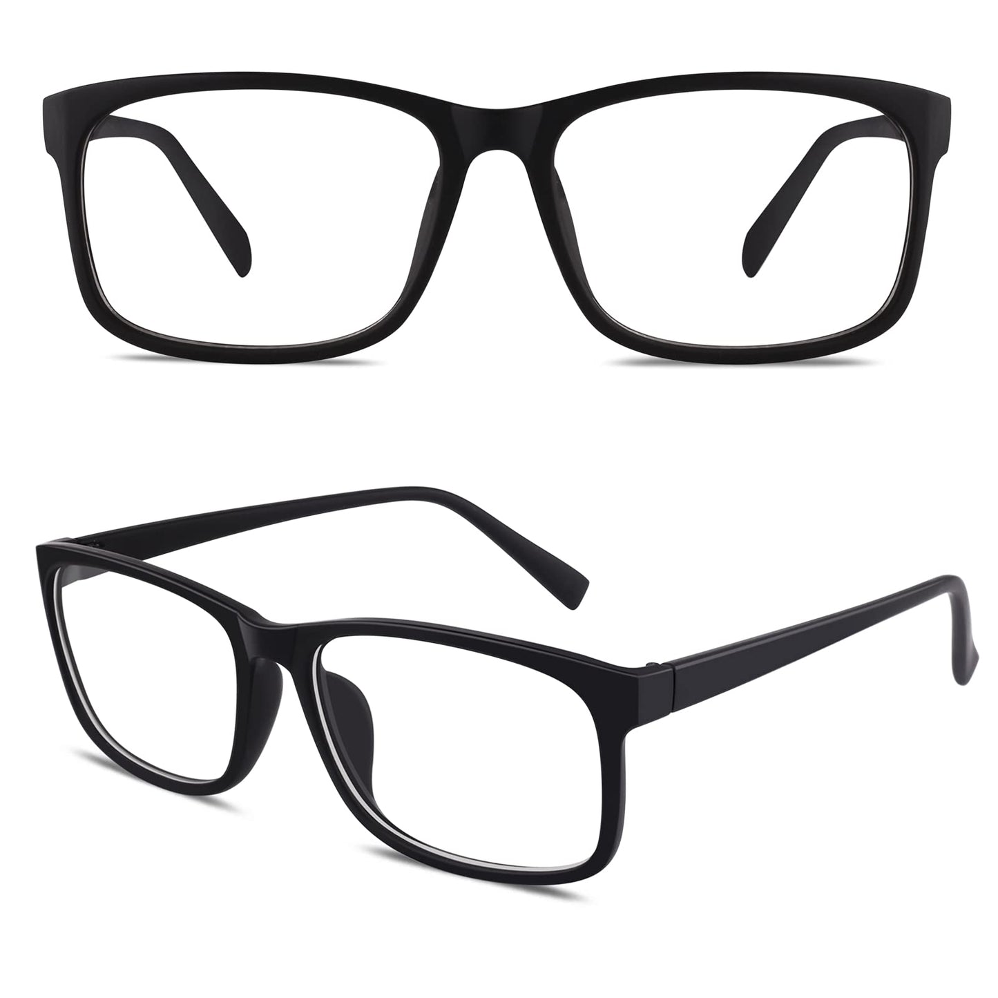 CGID CN12 Fake Glasses Women Men Casual Fashion Square Clear Lens Glasses 100% UV400 Protection,Matte Black