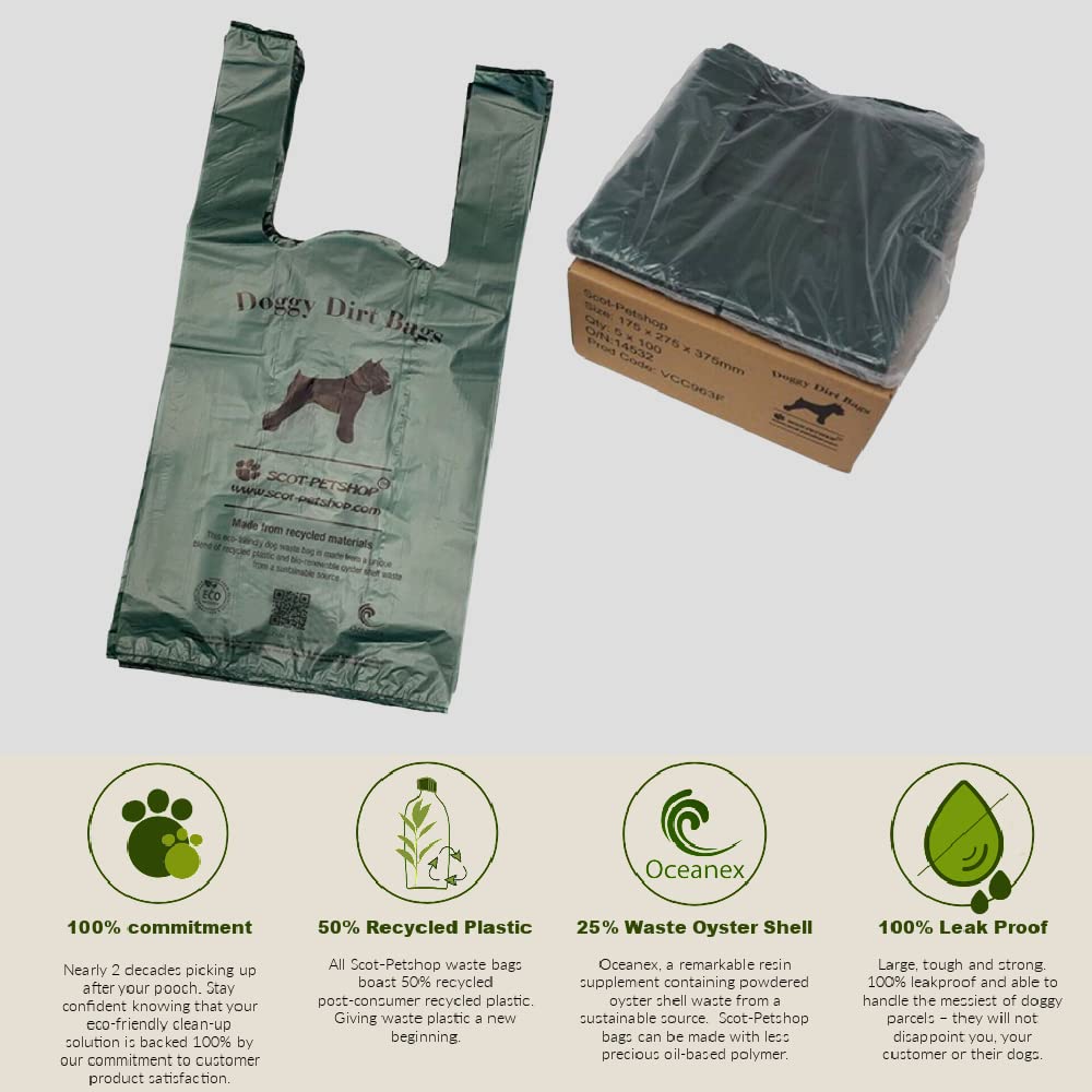 SCOT-PETSHOP Large Green Dog Waste Bags – 500 Poo Bags (Not On A Roll)