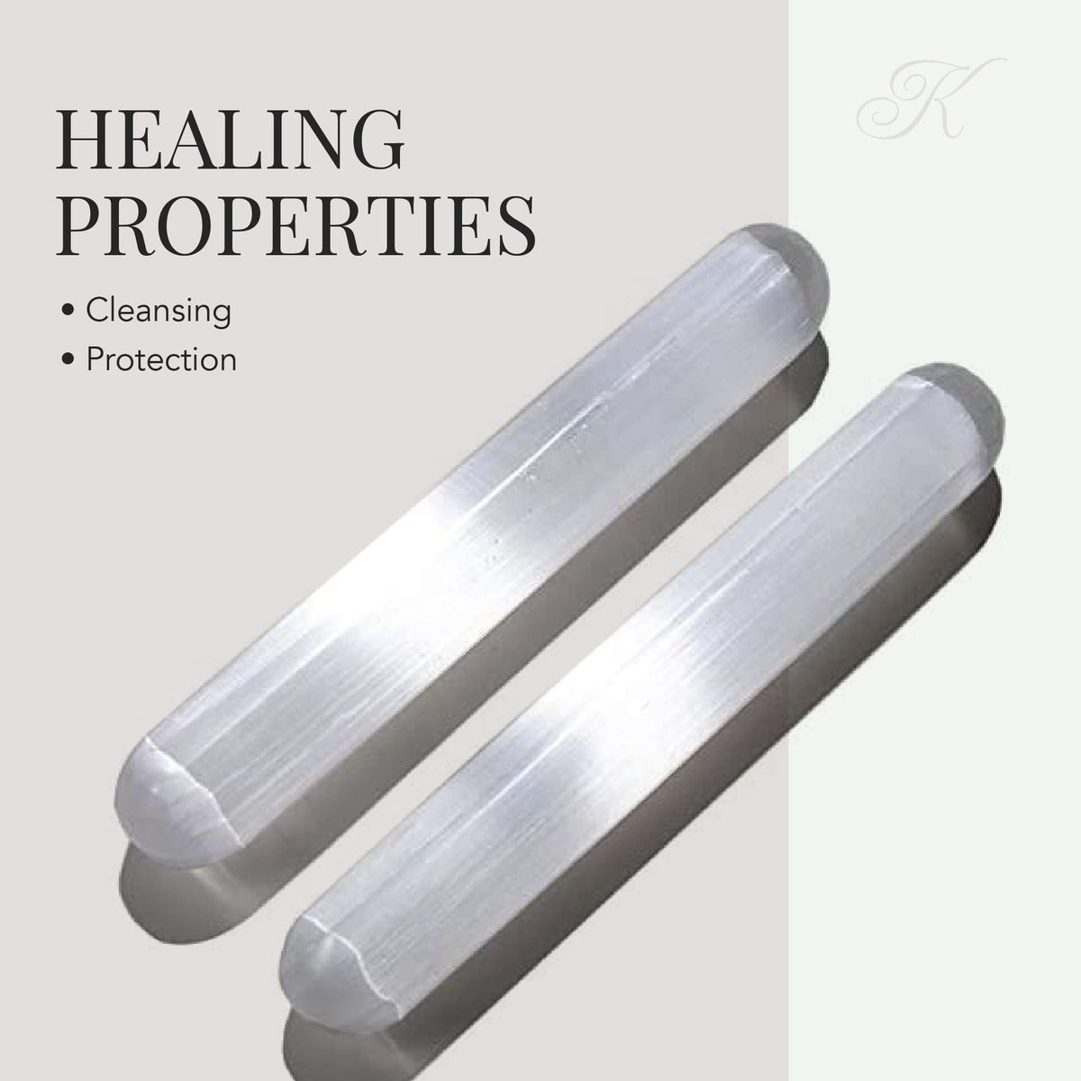KALIFANO 2 Pack Selenite Wand with Healing & Calming Effects - High Energy Crystal Used for Cleansing and Protection (Information Card Included)