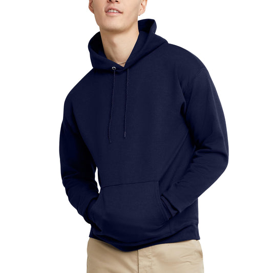Hanes Men's Pullover EcoSmart Hooded Sweatshirt, Navy, Large