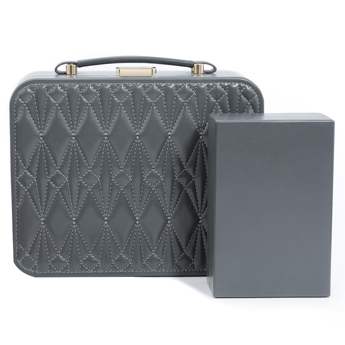 V-LAFUYLIFE Travel Jewelry Case Large Jewelry Box Jewelry Travel Organizer Jewelry Case with Handle Removable Tray Best Gift for Women Girls (Grey)
