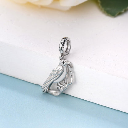 Lieditia Animal Charms for Bracelets 925 Sterling Silver Raven Decor Crow Charm Ravens Accessories Crow Jewelry for Women