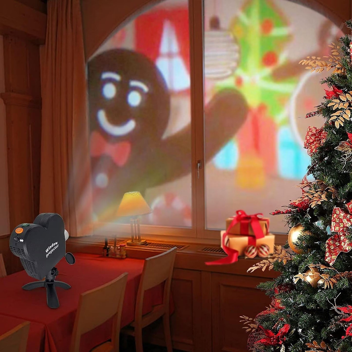Halloween Window Projector,Halloween Holographic Projector,Christmas Led Holographic Projection Lamp,12 Movies,Used for Halloween Outdoor,Christmas Garden Decoration Family Outdoor Party