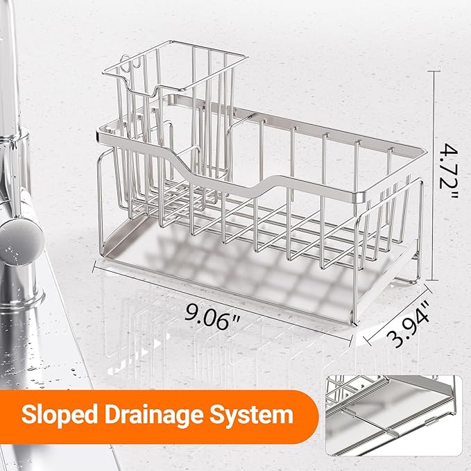StorageRight Kitchen Sink Caddy Organizer, Rustproof Sponge Holder