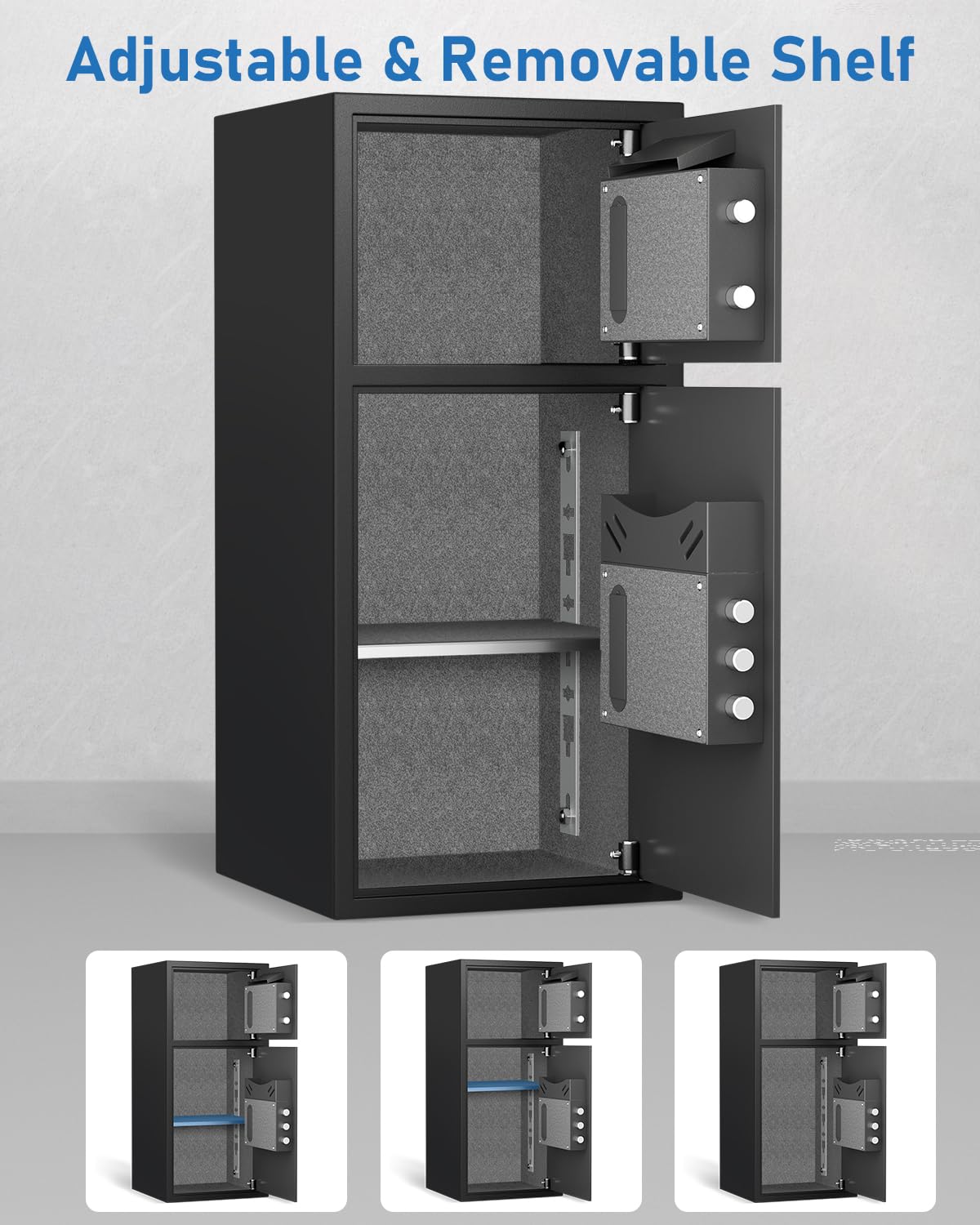 6.0 Cu ft Extra Large Home Safe Box with Fireproof Waterproof Bag, Digital Home Safe Box with Deposit Slot & Metal Storage Box, Soft Lining Money Safes with Backlit Keypad & Dual Alarm for Home
