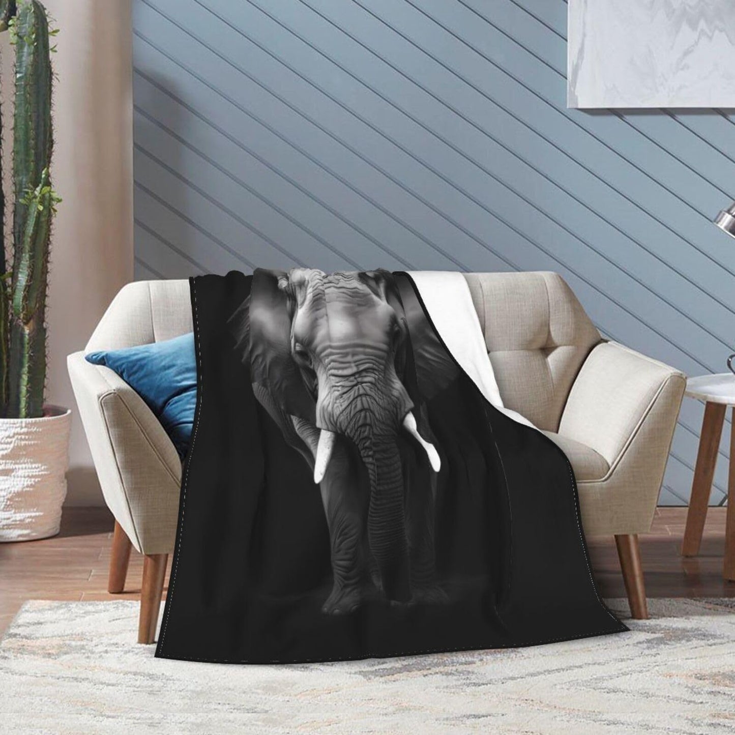 Gray Elephant Throw Blanket Soft Lightweight Flannel Fleece Blanket 50"X40" for Bed Sofa Couch Camping Travel
