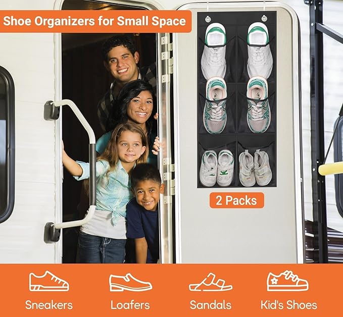 KIMBORA 2 Packs Narrow Over the Door/Wall Shoe Organizer, Small Hanging Shoe