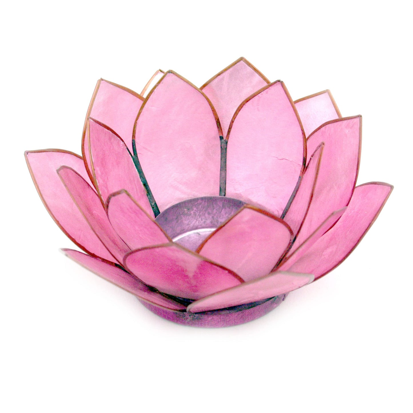 Contrast Light Pink Capiz Shell Lotus Flower Small Tealight Candle Holder One Size