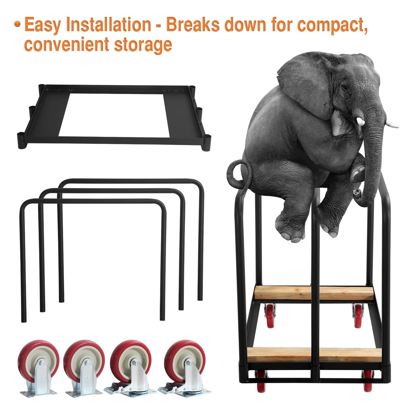 Drywall Cart Steel Panel Truck, 1500 Lbs Capacity, Heavy Duty Flatbed Dollies Carts with Wheels, Table Cart, Utility Tool Cart for Handling Wall Panel, Folding Table, Lumber, Mattress