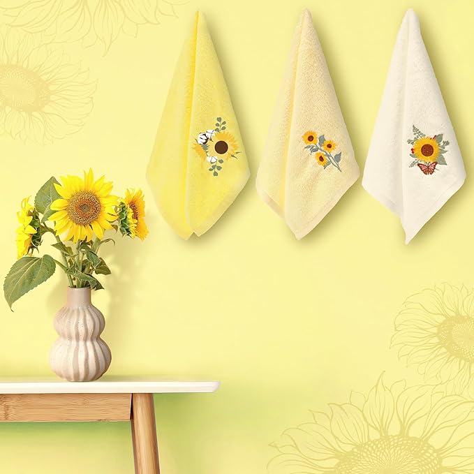 Sunflower Hand Towels Farmhouse Yellow Sunflower Bathroom Decor 14x29 Inch