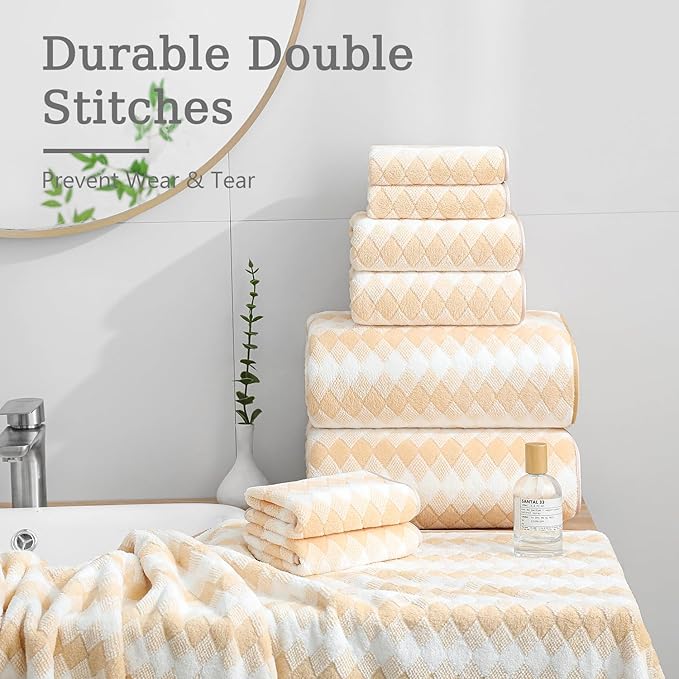 8 Piece Bathroom Towel Set |2 Oversized Bath Towels, 2 Hand Towels, 4
