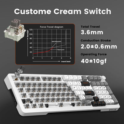 Redragon Wireless Mechanical Keyboard, 3 Mode Gasket Mounted RGB Gaming Keyboard with Volume Knob, Pre-Lubed Linear Switches, MDA-Profile, 98 Keys Hot Swappable Creamy Keyboard for PC/Tablet/Xbox/PS4