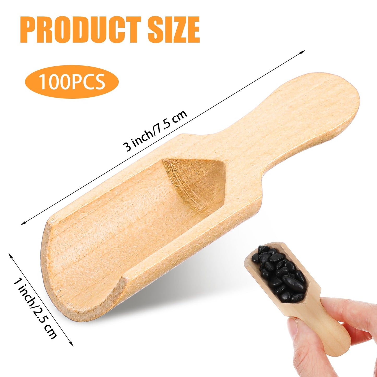 100 Pack Mini Wooden Spoons for Jars, Small Bath-Salt Scoops Mini Scooper Wooden Candy Spoon Washing Powder for Sugar Scrubs, Bath-Salts, Cooking
