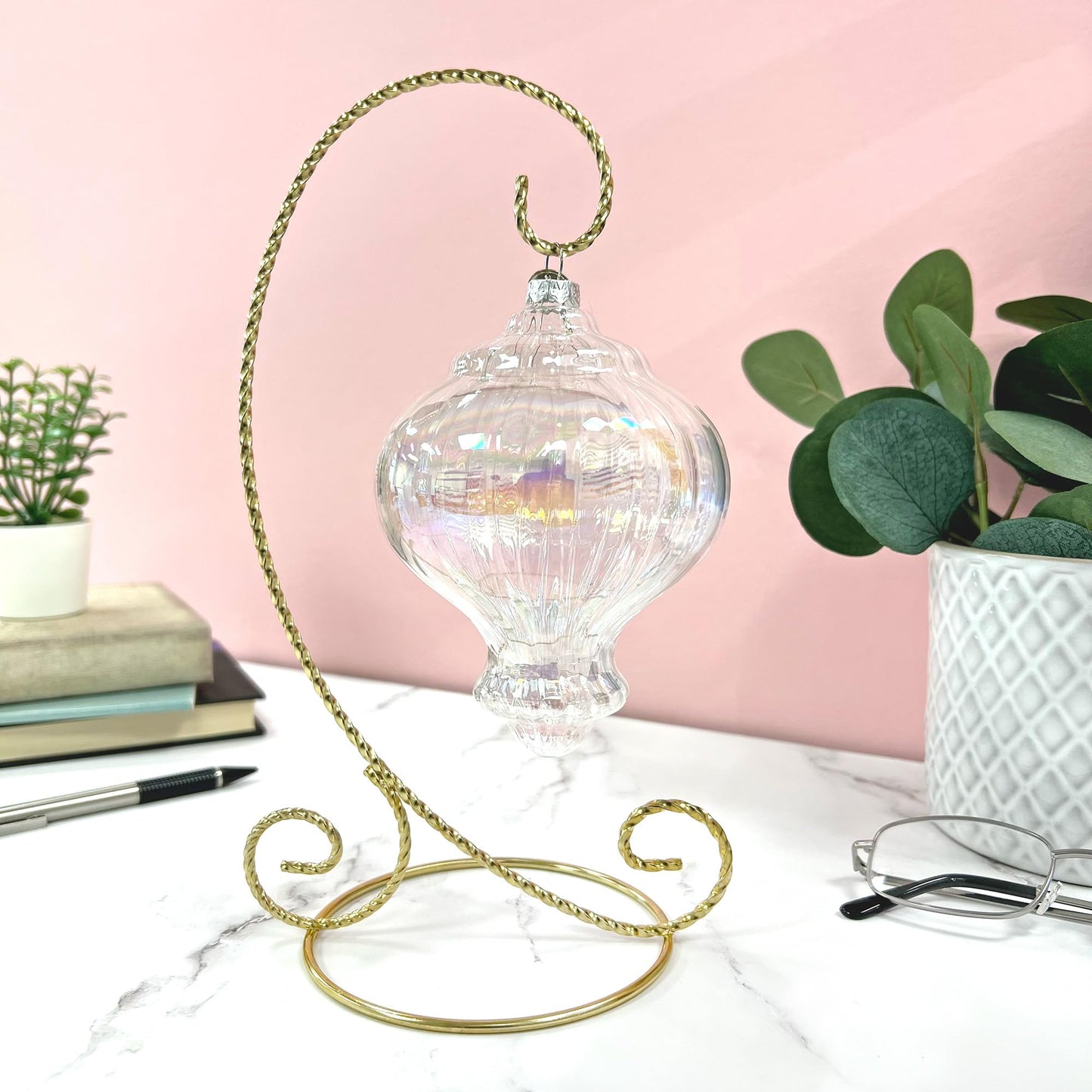 Bard's Twisted Gold-toned Ornament Stand, Medium, 9.5" H x 5.5" W x 5.5" D