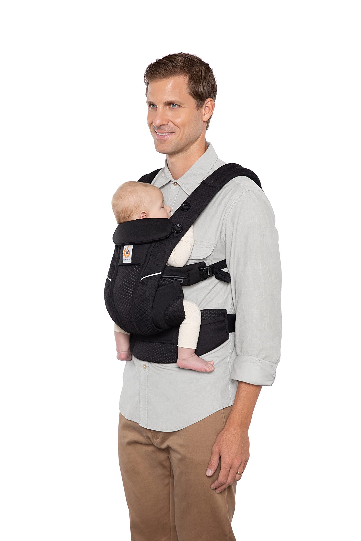 Ergobaby Omni Breeze Carrier for Newborns, from Birth to 20.4 kg, 4 Positions, SoftFlex Mesh, Ergonomic Baby Front-Inward and Back Carry Position, Onyx Black