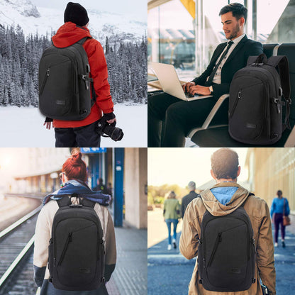 Anti-Theft Laptop Backpack,Business Travel Backpack Bag with USB Charging Port Lock,Water Resistant College School Computer Rucksack Work Backpack for Mens Womens Fits 15.6 Inch Laptop-Black