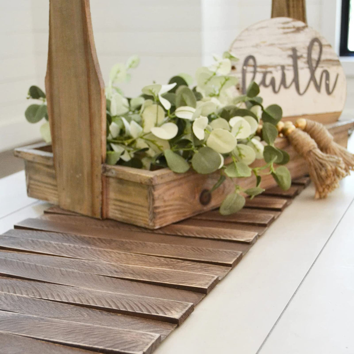 Wooden Table Runner,Natural Durable Wood Table Runner,25 x 12 Inches,Coffee Table Runner with Thick Felt Backing,Table Decorations for Dining Room,Farmhouse Decor,Wedding Decor,Brown