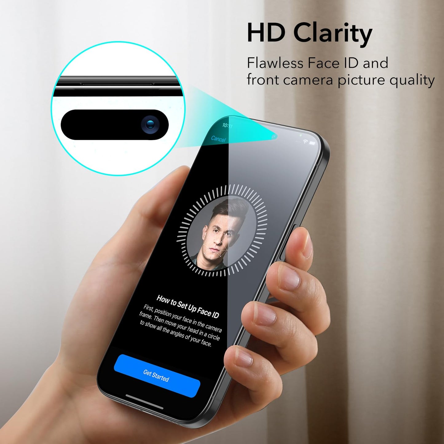 ESR 3 Pack for iPhone 15 Pro Max Screen Protector, [9H Hardness] [Military Grade Shatterproof] Full Coverage Tempered Glass Film with Easy Installation Tool, HD Clear, Scratch Resistant