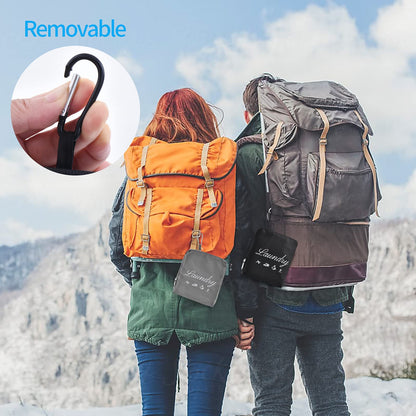 2 Pcs JHX Travel Laundry Bags, Dirty Clothes Organizer【Upgraded】with Handles and Aluminum Carabiner for Travel, Camp, Fitness, and Students (Black&Grey) 24"L x 21"W