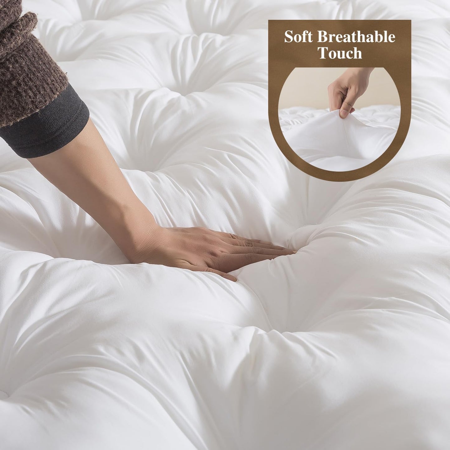 WhatsBedding 5 Inch Memory Foam Mattress Topper Twin Size, Supportive Fluffy Shredded Memory Foam Filled Pillow Top, Extra Soft Bed Topper with Deep Pocket, 39x75 in