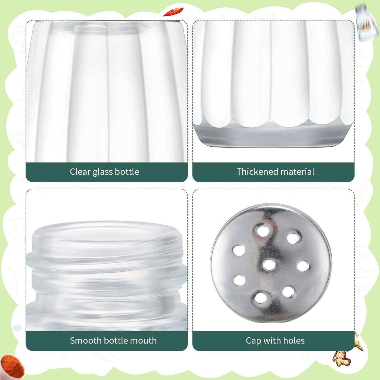 100 Pack Mini Salt and Pepper Shakers Bulk Glass Salt and Pepper Holders Small Clear Parmesan Cheese Spice Shaker Tiny Retro Style Dispensers with 10 Plastic Mini Funnels 100 Tags 100 Ropes